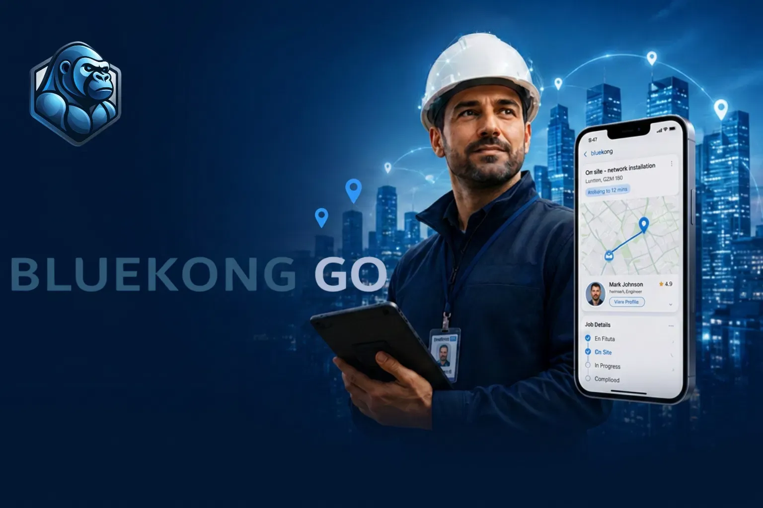 Field engineer using the BlueKong Go platform